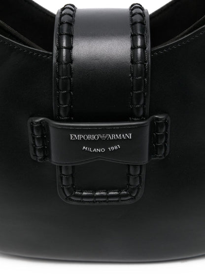 Emporio Armani Braided Leather Tote Bag Black