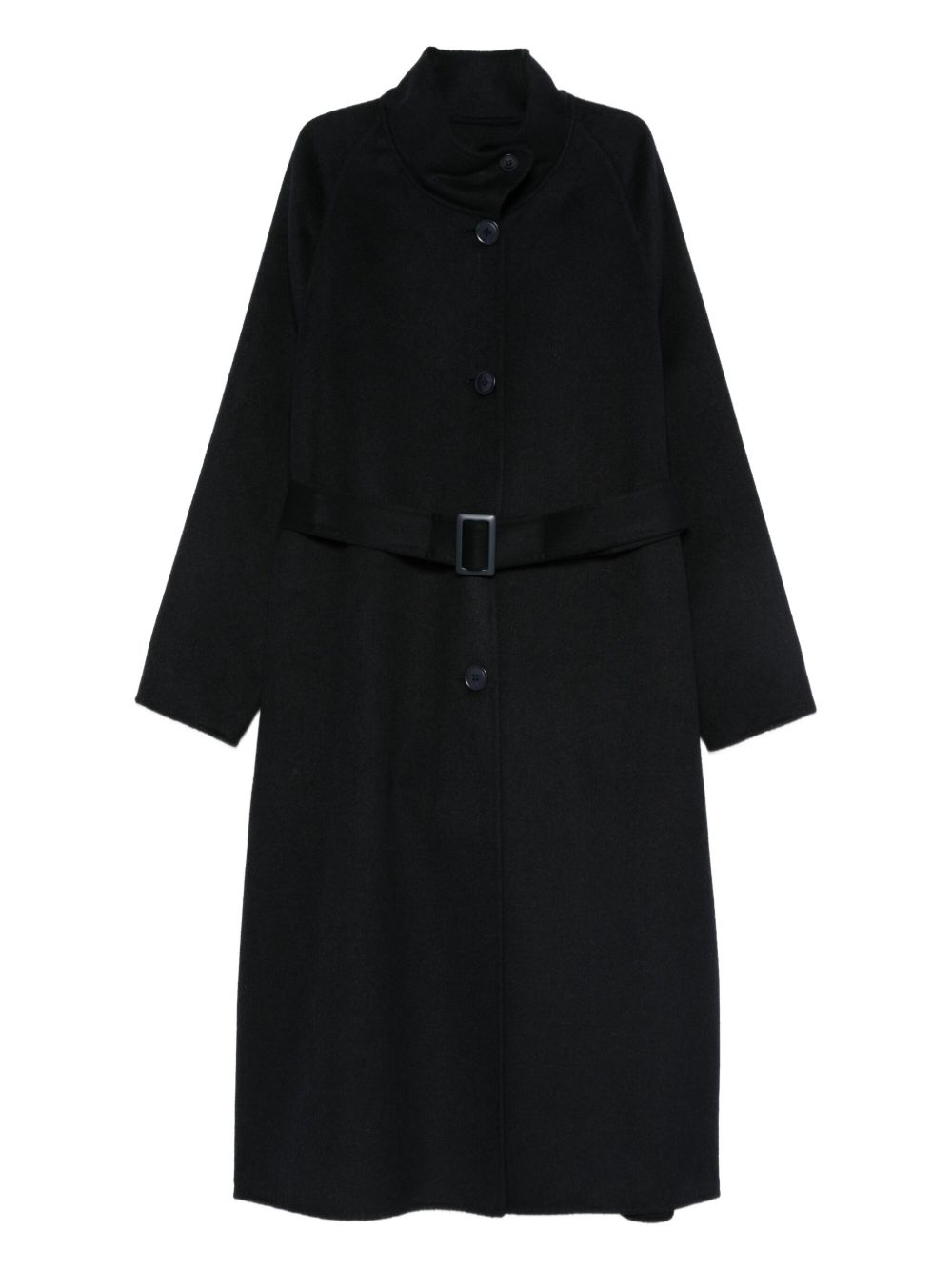 Emporio Armani Belted Wool-Blend Coat Blue