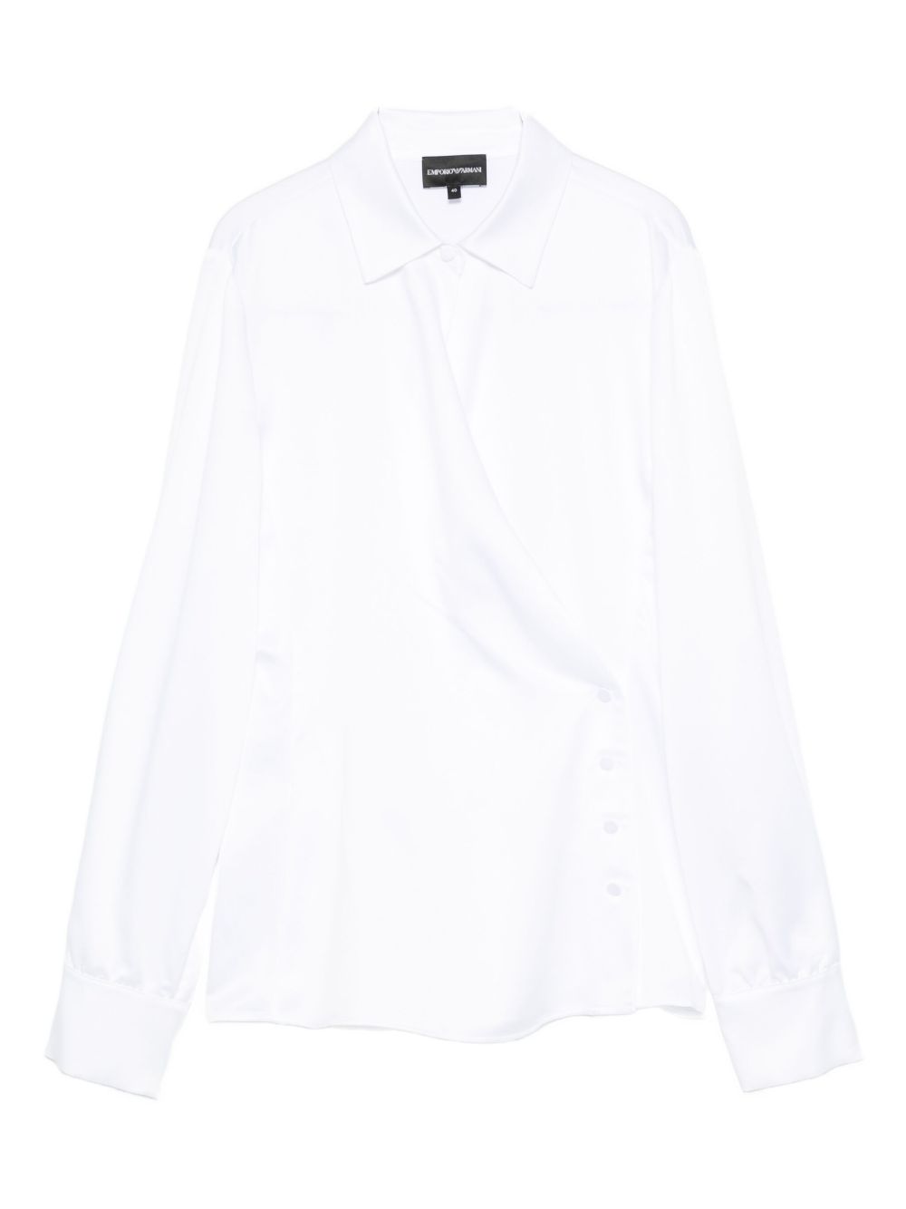 Emporio Armani Wrap-Front Button-Detail Long-Sleeve Blouse White