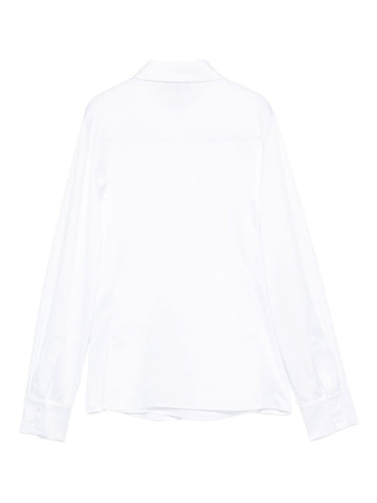 Emporio Armani Wrap-Front Button-Detail Long-Sleeve Blouse White