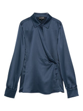 Emporio Armani Wrap-Front Collared Long-Sleeve Shirt Blue