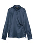 Emporio Armani Wrap-Front Collared Long-Sleeve Shirt Blue