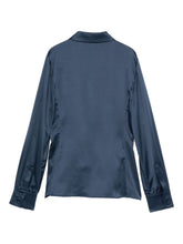 Emporio Armani Wrap-Front Collared Long-Sleeve Shirt Blue