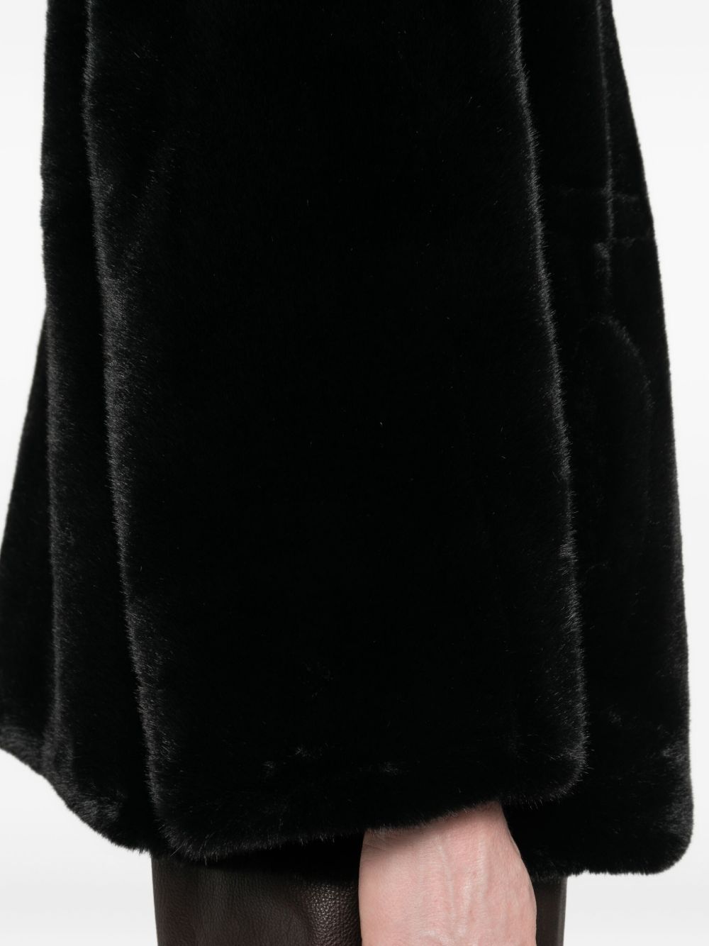 Emporio Armani Hooded Faux Fur Zip-Front Jacket Black