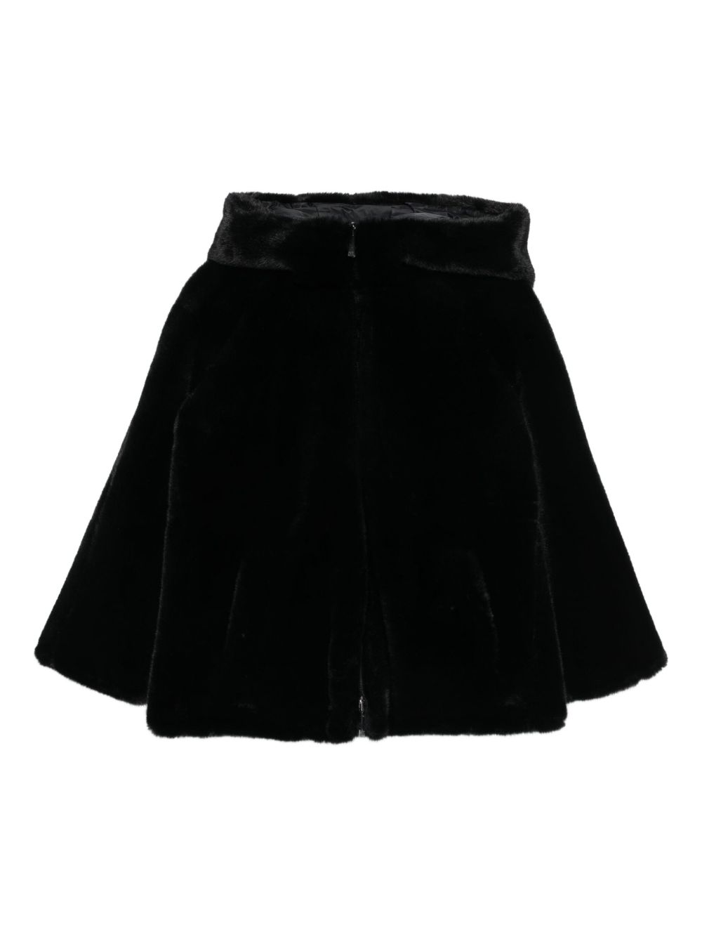 Emporio Armani Hooded Faux Fur Zip-Front Jacket Black