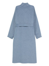 Emporio Armani Belted Stand-Collar Wool-Blend Coat Clear Blue