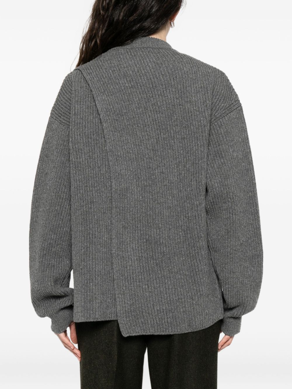 Jil Sander Ribbed Wool Crewneck Jumper Grey Grey