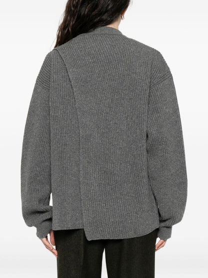 Jil Sander Ribbed Wool Crewneck Jumper Grey Grey