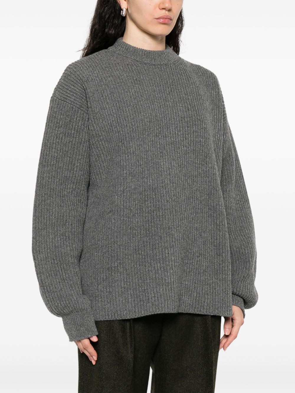Jil Sander Ribbed Wool Crewneck Jumper Grey Grey