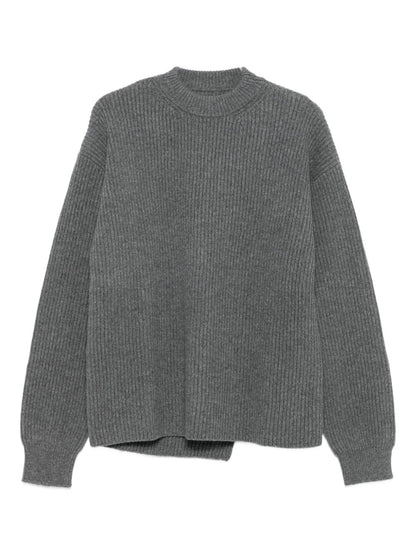 Jil Sander Ribbed Wool Crewneck Jumper Grey Grey
