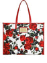 Dolce & Gabbana Large rose-print canvas tote bag red