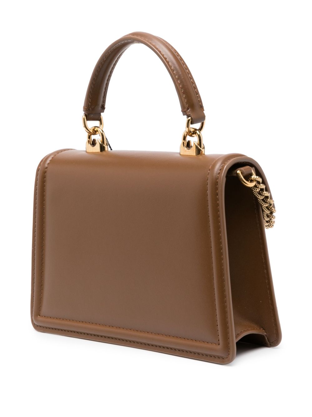 Dolce &amp; Gabbana Devotion Small Top Handle Leather Handbag Leather Brown