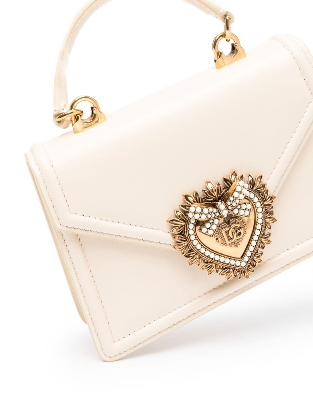 Dolce &amp; Gabbana Devotion Small Top Handle Leather Bag Beige
