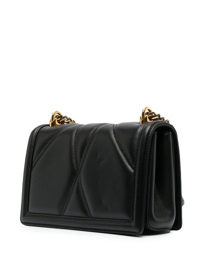 Dolce &amp; Gabbana Medium Devotion Quilted Shoulder Bag Black