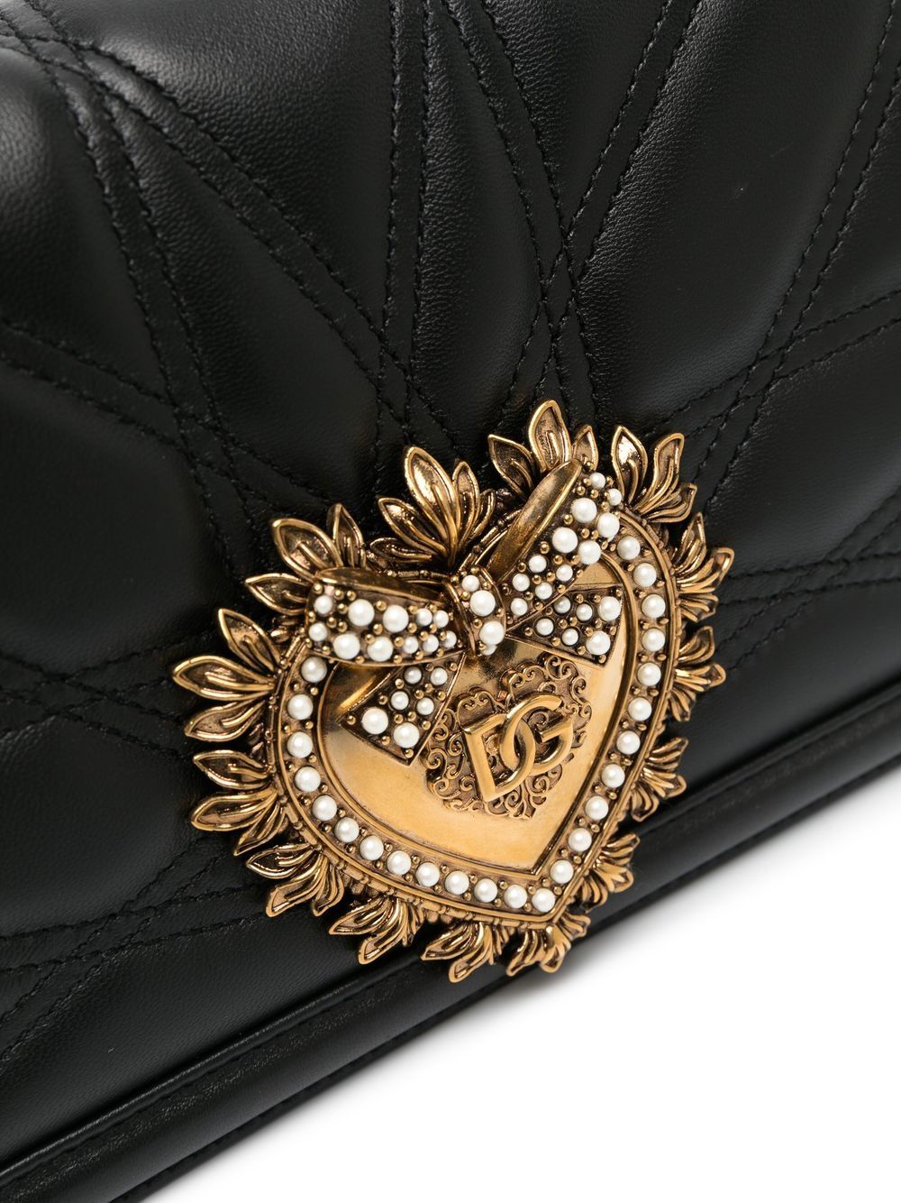 Dolce &amp; Gabbana Medium Devotion Quilted Shoulder Bag Black