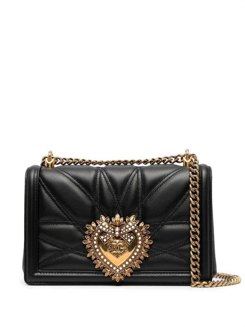 Dolce &amp; Gabbana Medium Devotion Quilted Shoulder Bag Black