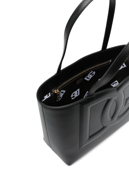Dolce &amp; Gabbana DG Logo Small Leather Shopping Bag Black