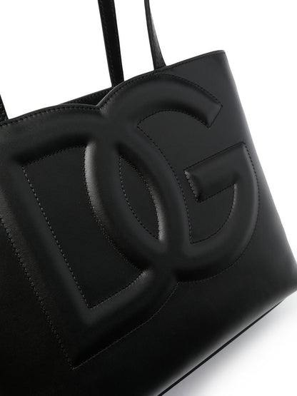 Dolce &amp; Gabbana DG Logo Small Leather Shopping Bag Black