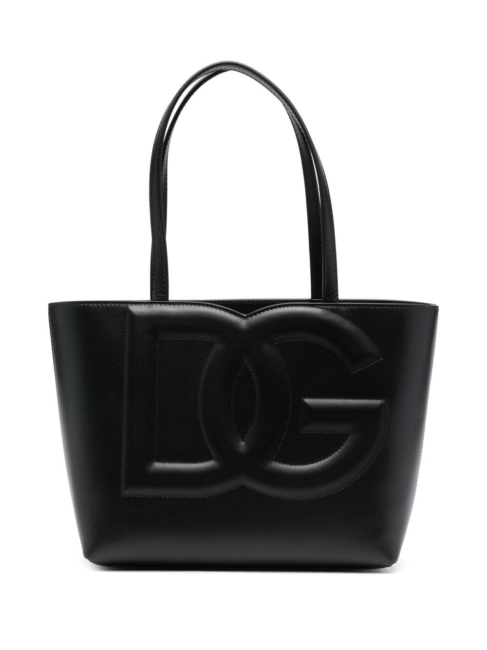 Dolce &amp; Gabbana DG Logo Small Leather Shopping Bag Black