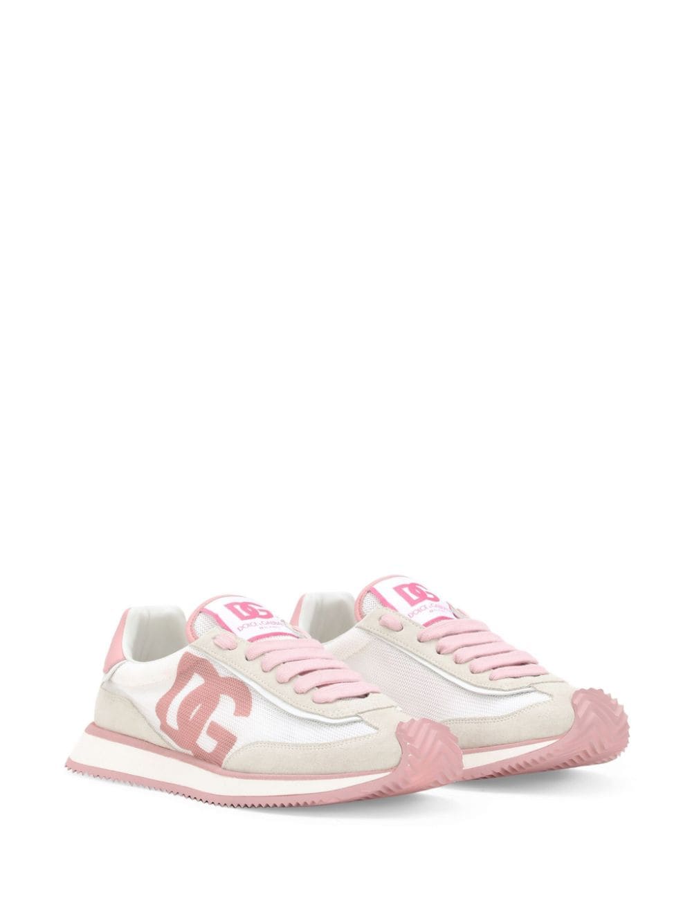 Dolce &amp; Gabbana DG Cushion suede and leather sneakers pink