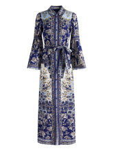 Alice + Olivia Floral Print Bell-Sleeve Shirt Dress Purple