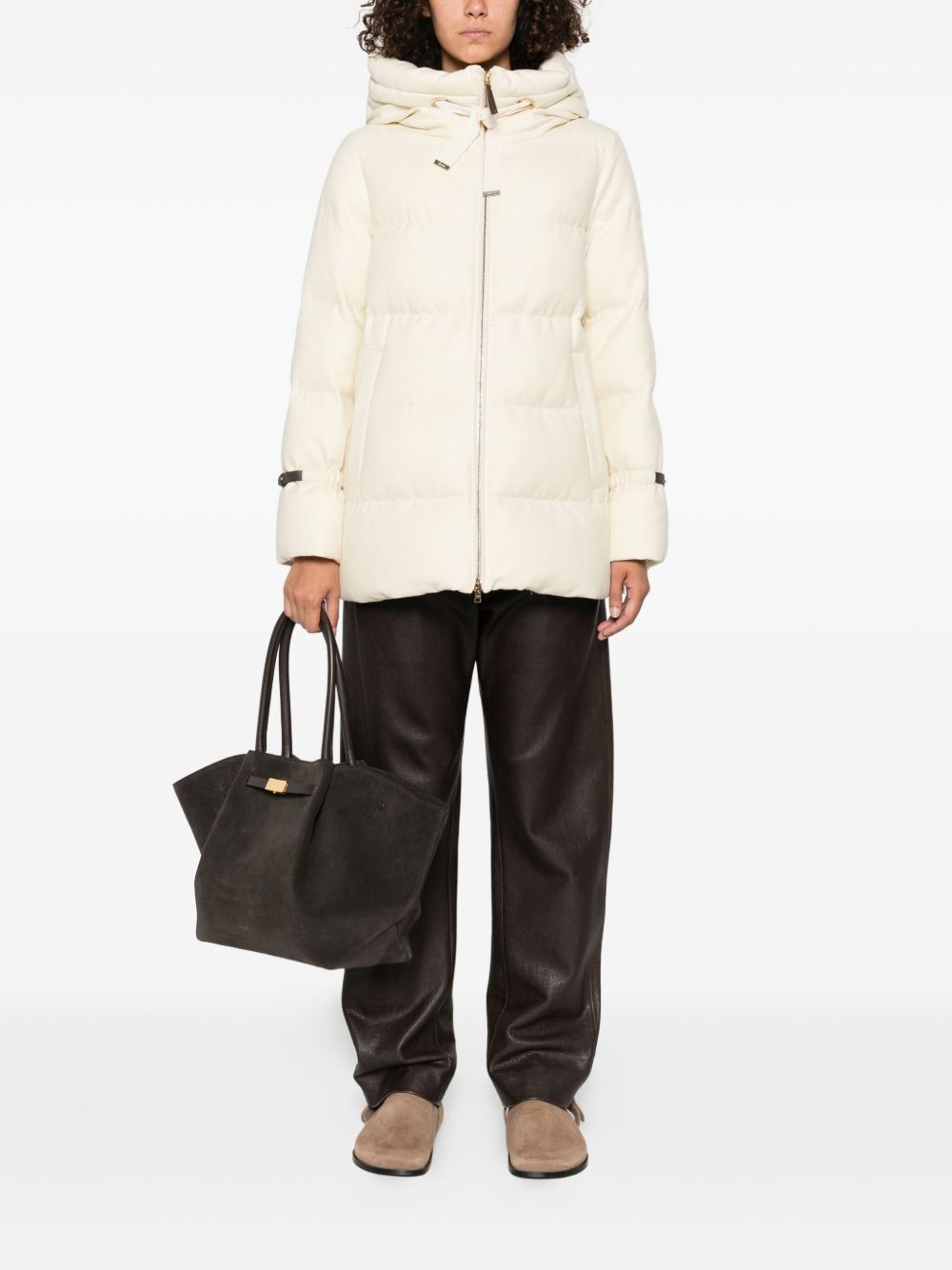 Herno Quilted Hooded Wool Down Jacket White White