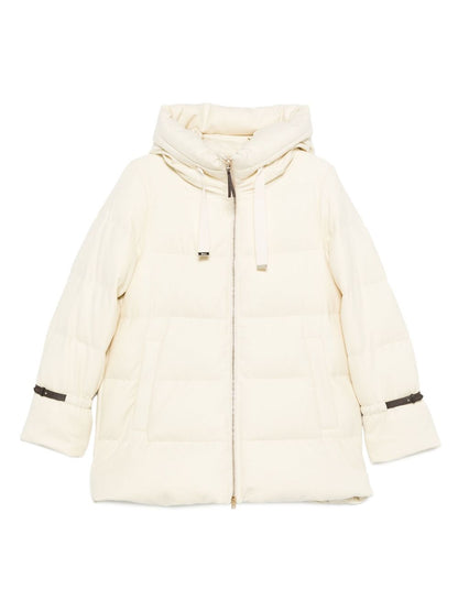 Herno Quilted Hooded Wool Down Jacket White White