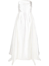 Solace London Bandeau Metallic Sheen Strapless High-Low Gown White