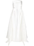 Solace London Bandeau Metallic Sheen Strapless High-Low Gown White