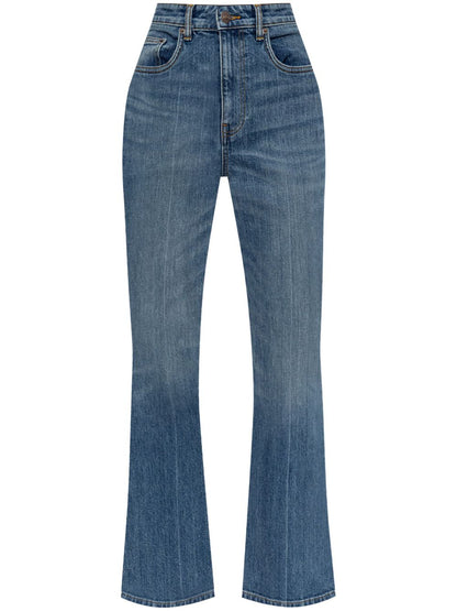 Tory Burch Indigo Blue Cropped Denim Jeans Blue