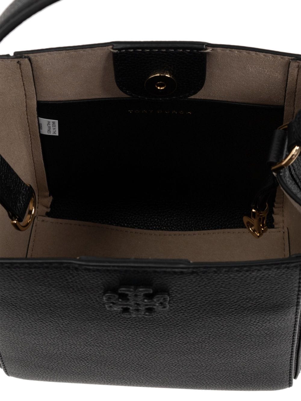 Tory Burch McGraw Small Grained Leather Bucket Bag Black