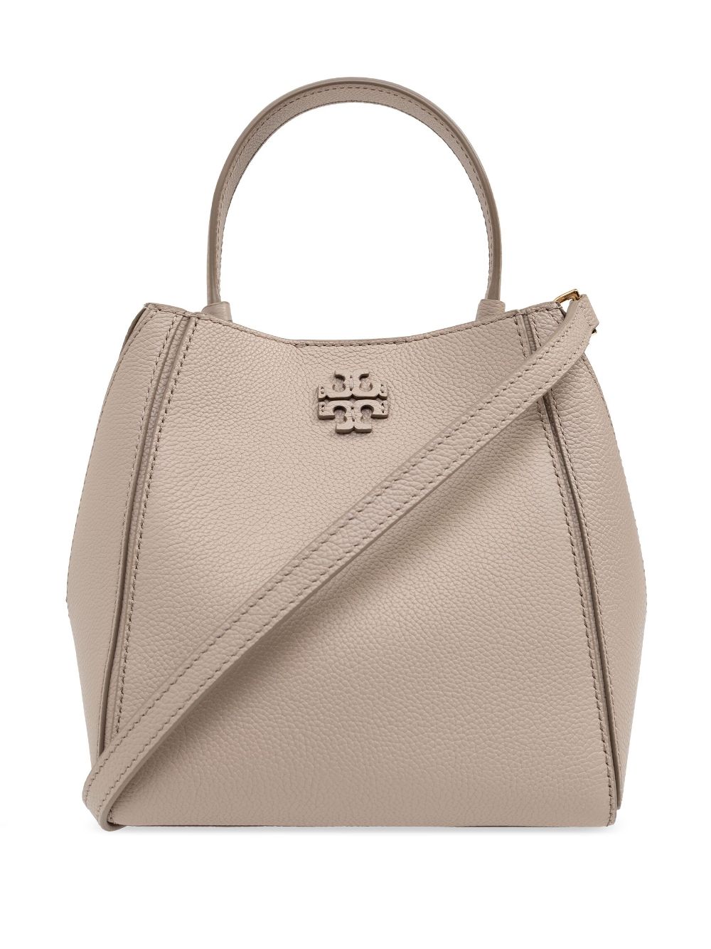 Tory Burch McGraw Small Grained Leather Bucket Bag Light Grey