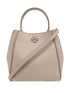 Tory Burch McGraw Small Grained Leather Bucket Bag Light Grey