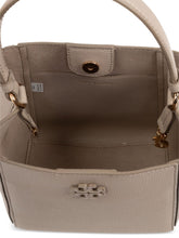 Tory Burch McGraw Small Grained Leather Bucket Bag Light Grey