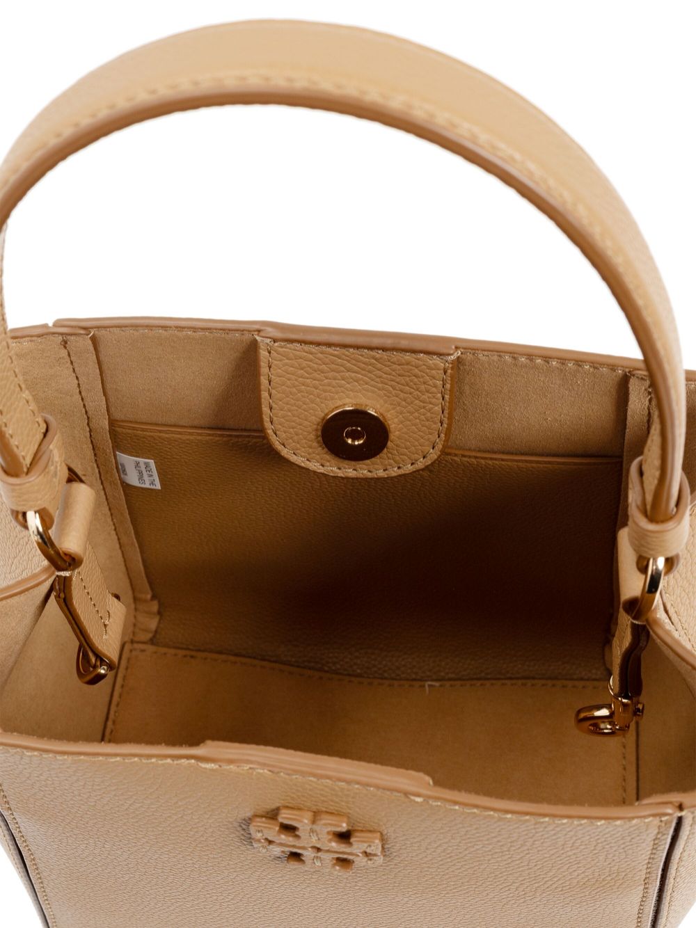 Tory Burch McGraw Small Grained Leather Bucket Bag Light Brown