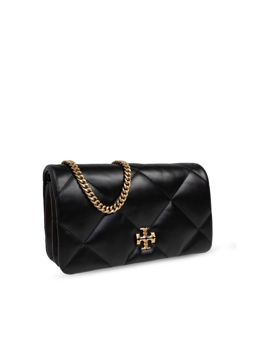 Tory Burch Kira Diamond Quilted Calf Leather Clutch Bag Black