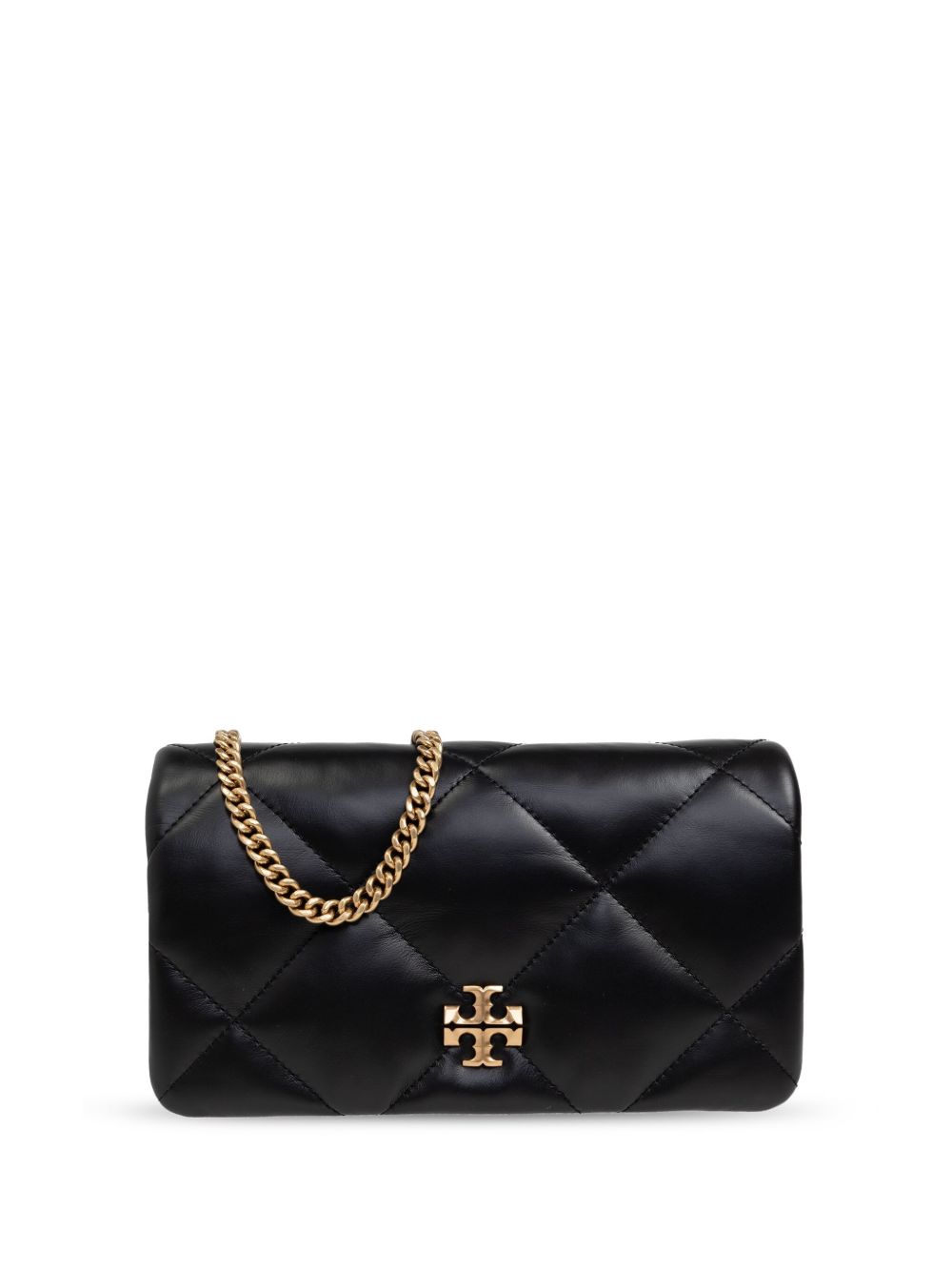 Tory Burch Kira Diamond Quilted Calf Leather Clutch Bag Black