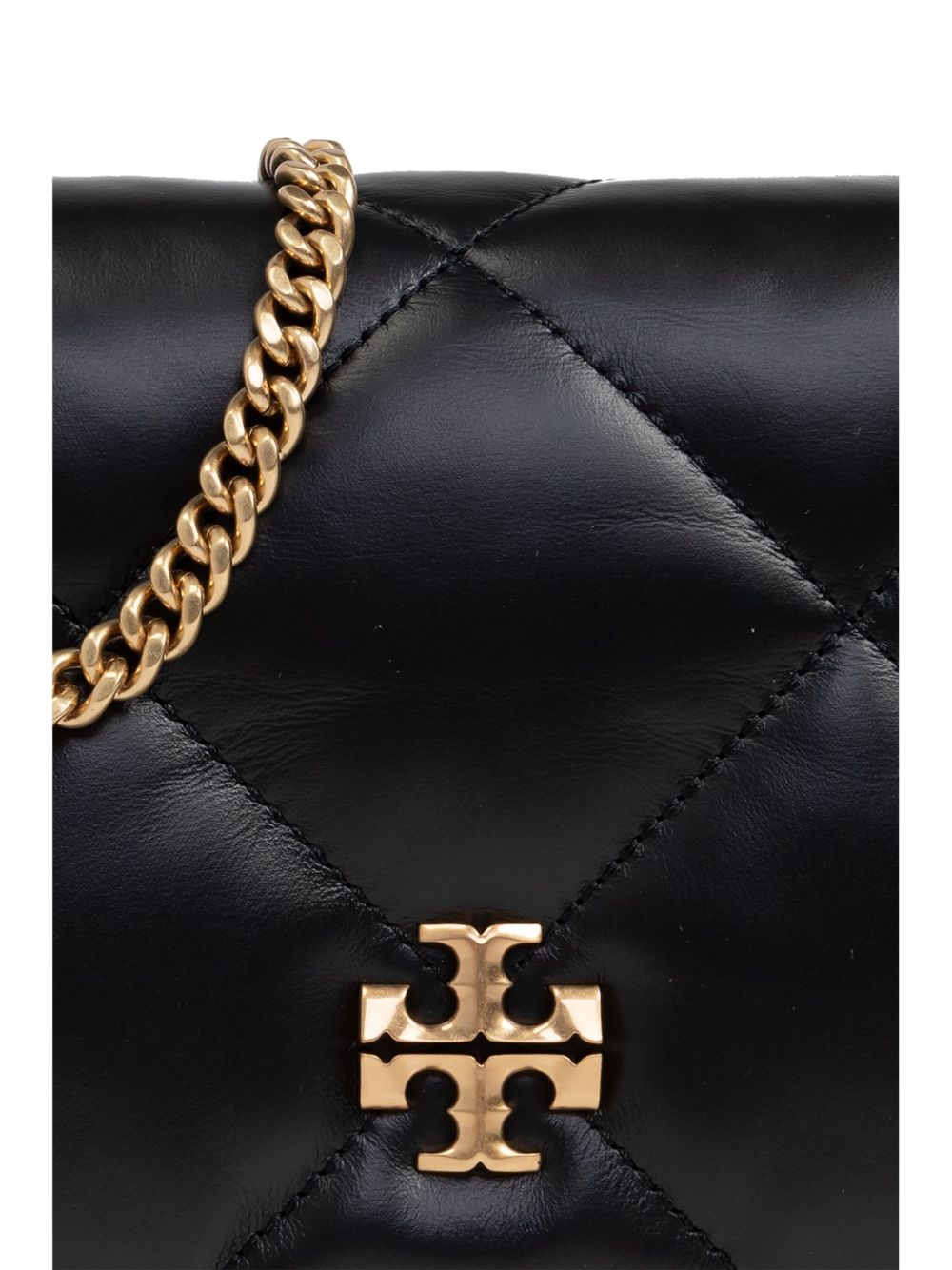 Tory Burch Kira Diamond Quilted Calf Leather Clutch Bag Black