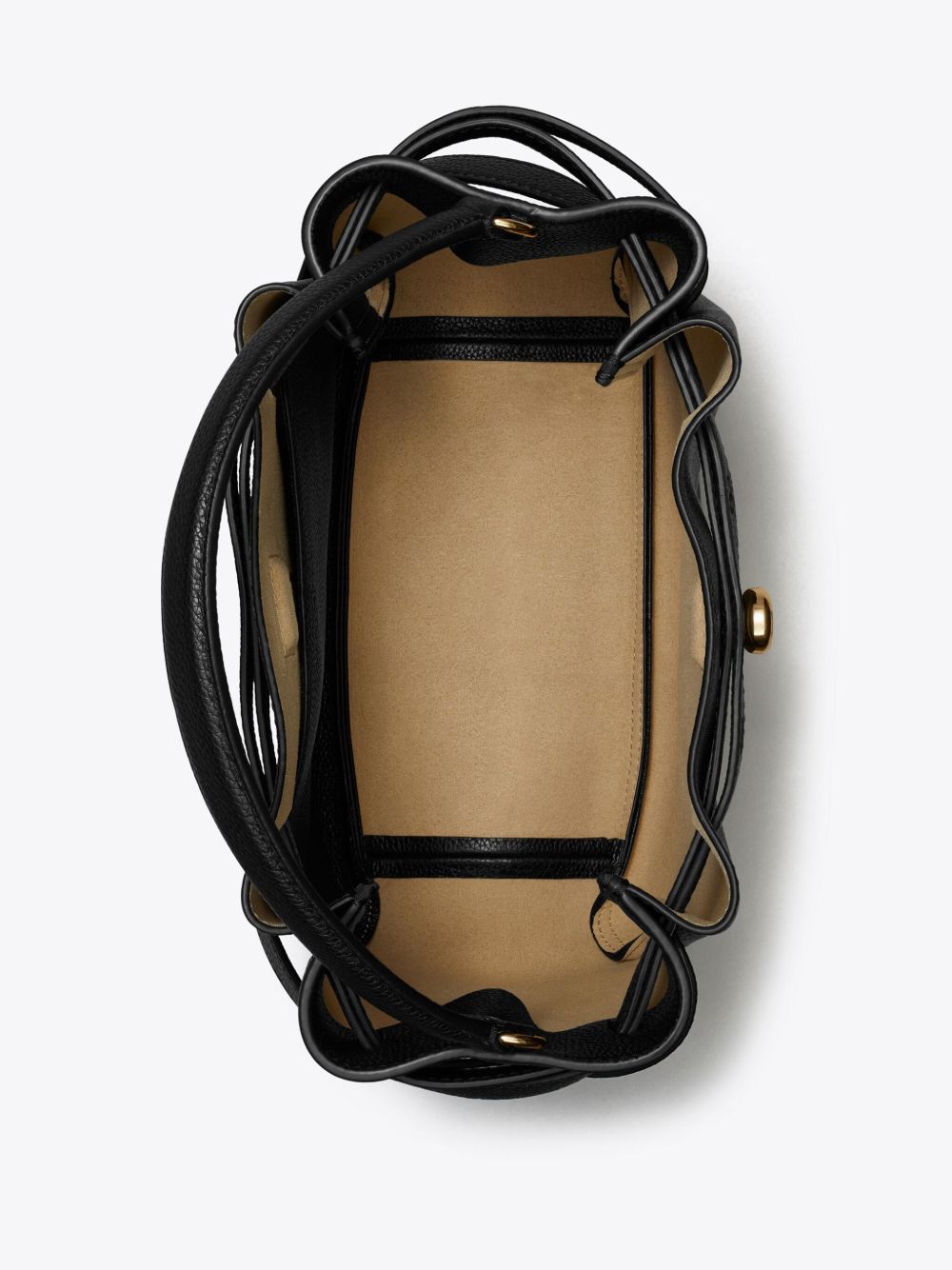 Tory Burch Romy Pebbled Calf Leather Bucket Bag Black