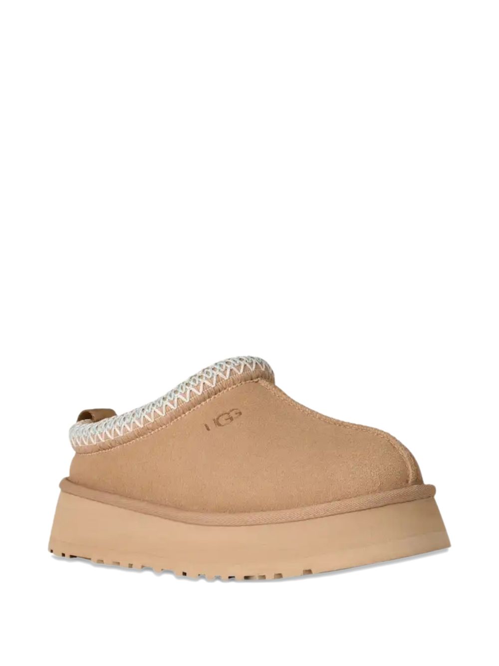 Ugg Australia Shearling-Trimmed Suede Platform Tazz II Slippers Beige
