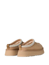 Ugg Australia Shearling-Trimmed Suede Platform Tazz II Slippers Beige