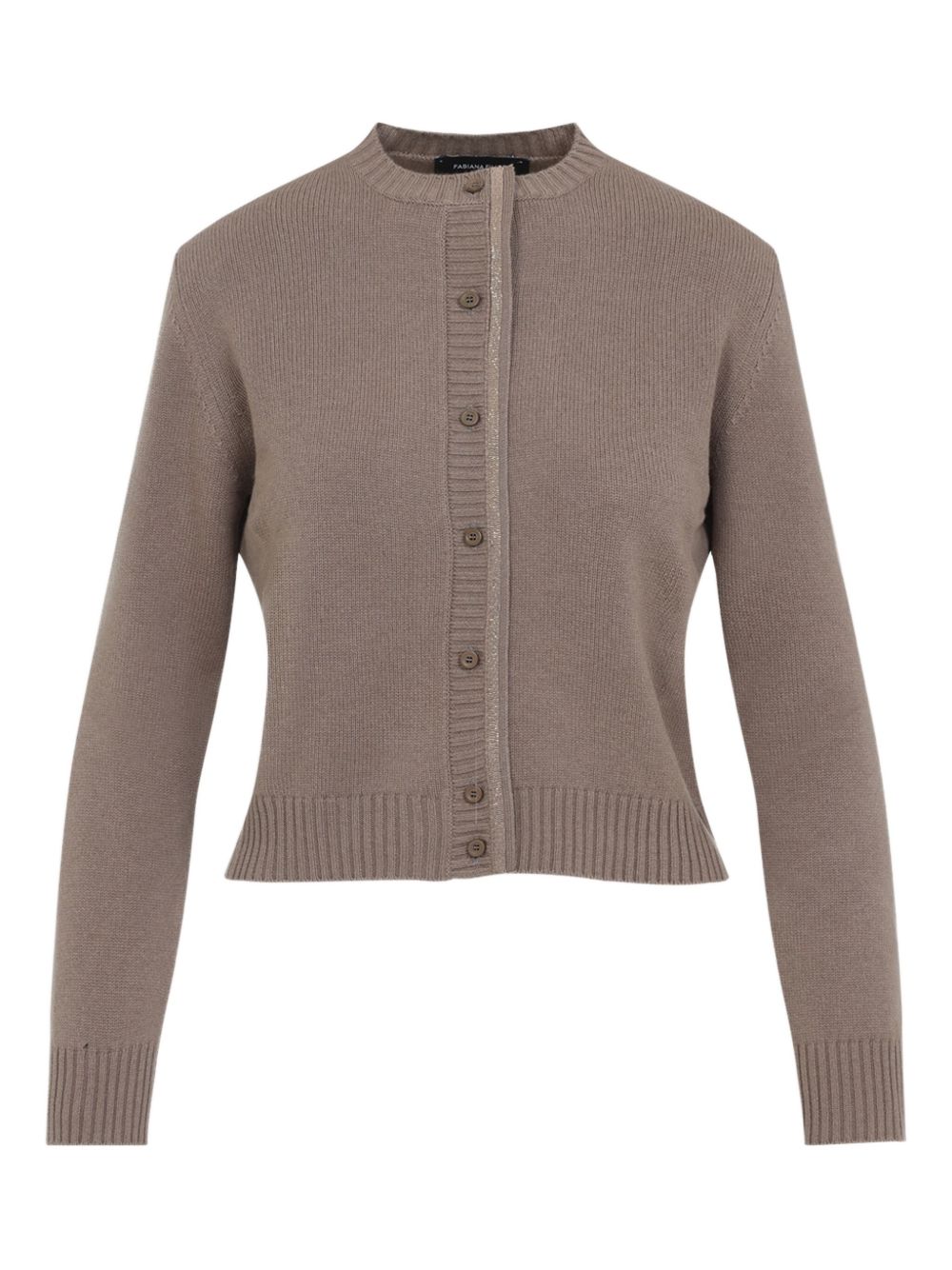 Fabiana Filippi Ribbed Wool Blend Embellished Jacket Brown