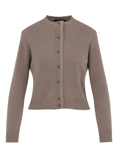 Fabiana Filippi Ribbed Wool Blend Embellished Jacket Brown