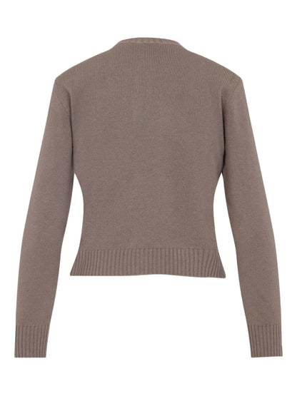 Fabiana Filippi Ribbed Wool Blend Embellished Jacket Brown