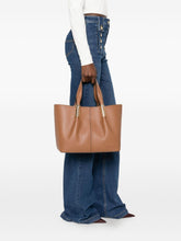 Elisabetta Franchi Medium Leather Brown Tote Bag with Logo Details Leather Brown