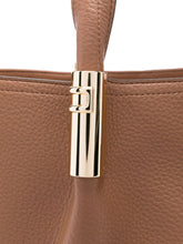 Elisabetta Franchi Medium Leather Brown Tote Bag with Logo Details Leather Brown