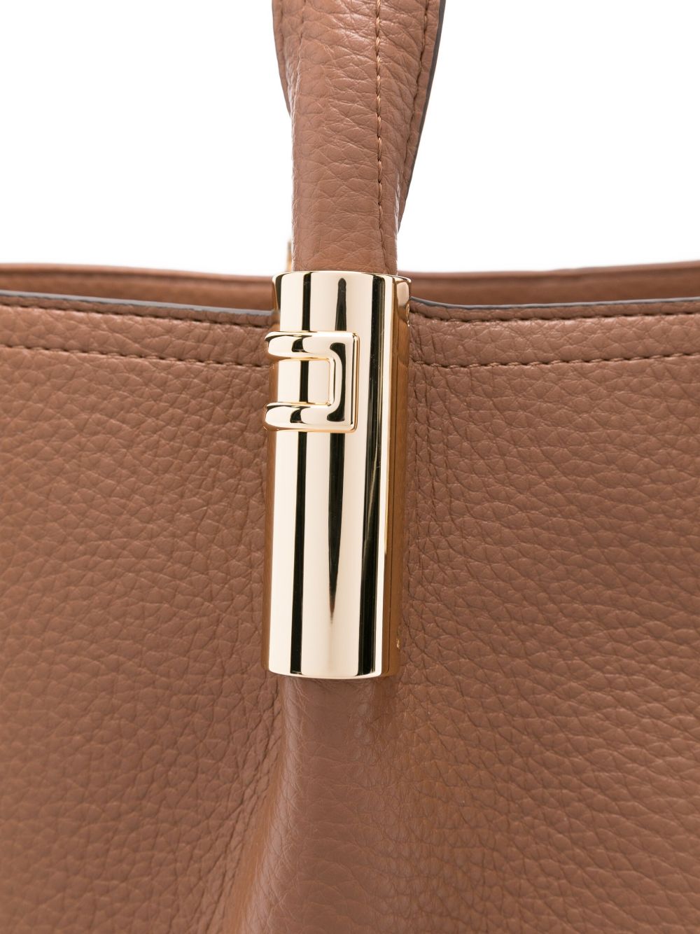Elisabetta Franchi Medium Leather Brown Tote Bag with Logo Details Leather Brown