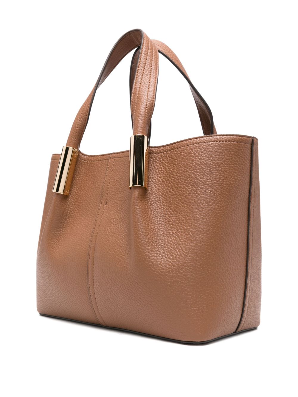 Elisabetta Franchi Medium Leather Brown Tote Bag with Logo Details Leather Brown