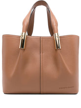 Elisabetta Franchi Medium Leather Brown Tote Bag with Logo Details Leather Brown