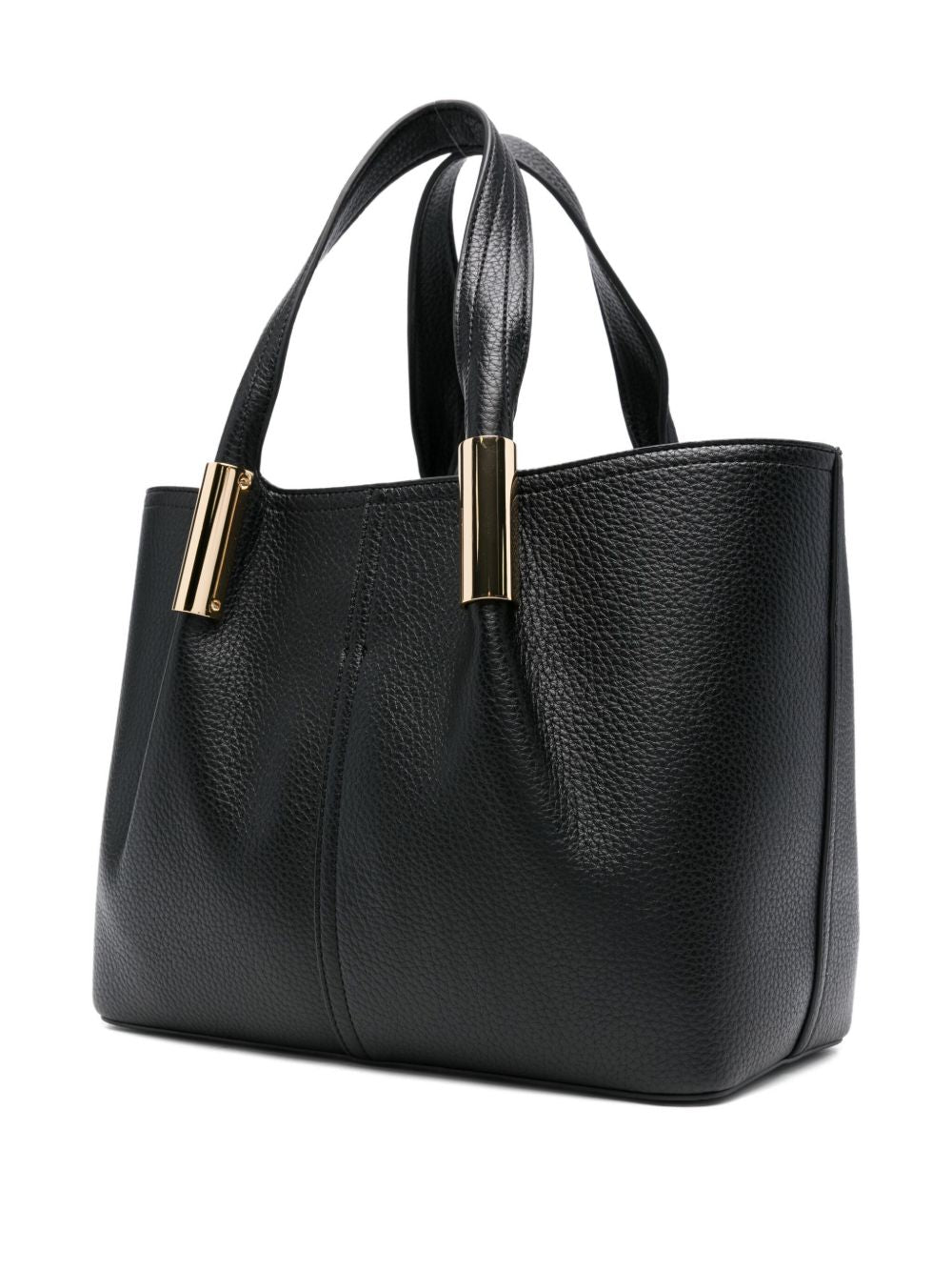 Elisabetta Franchi Leather Shopper Tote Bag Black